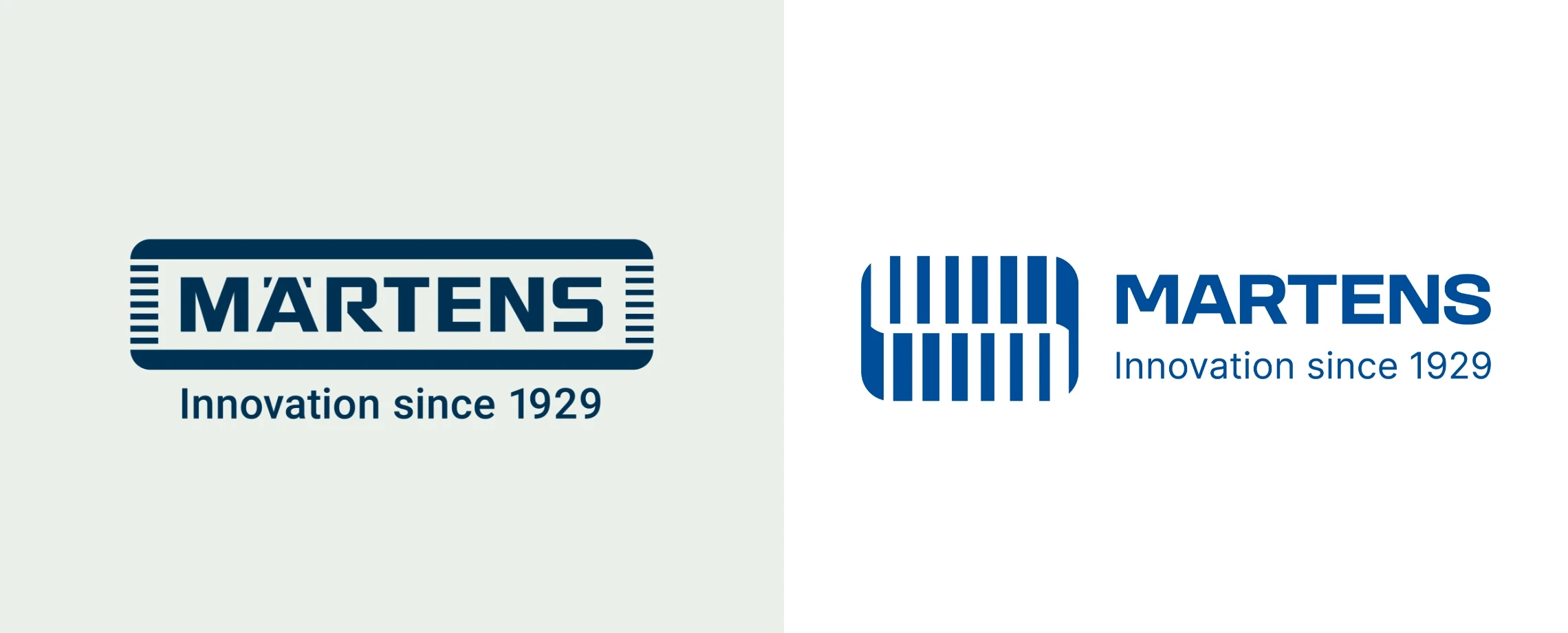 Logos im Vergleich: alt 'Märtens' und neu 'Martens'
